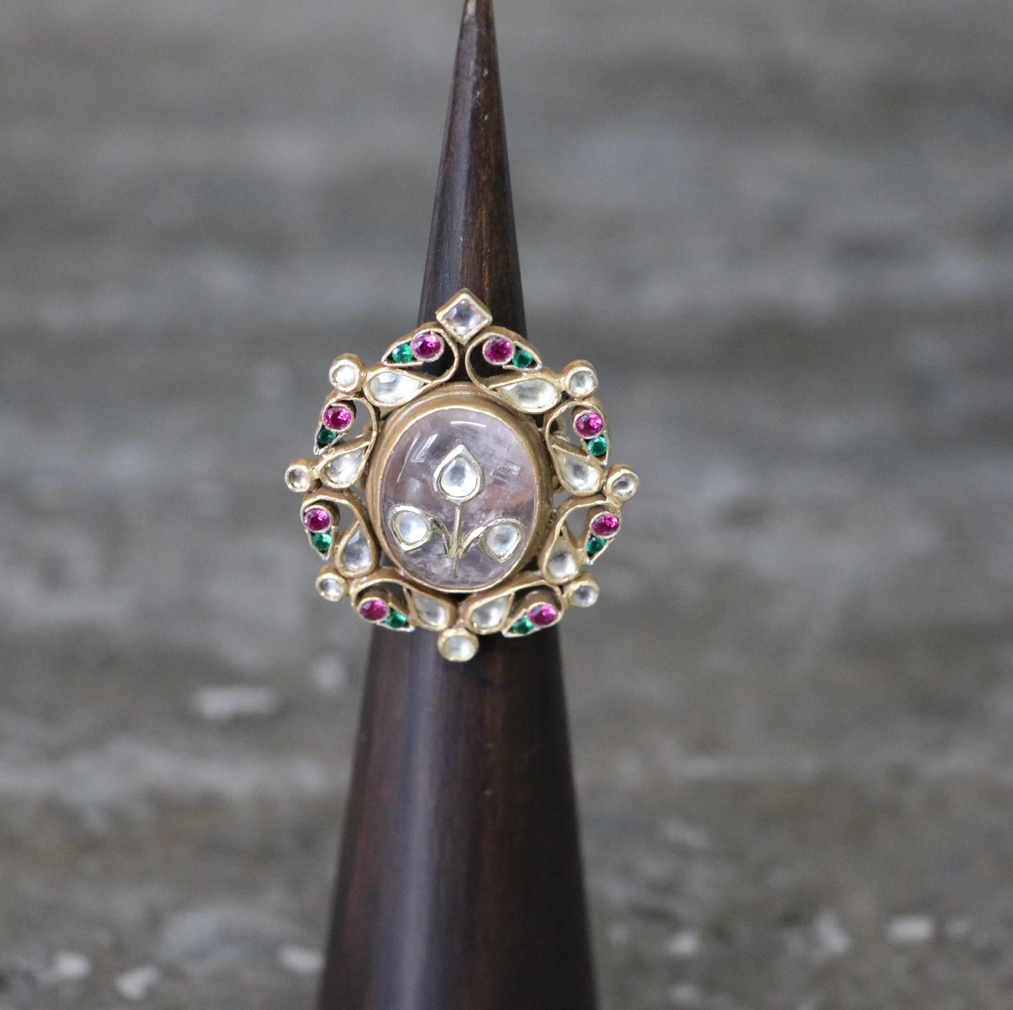 ROSE QUARTZ EMBELLISHED RING-RNG1025