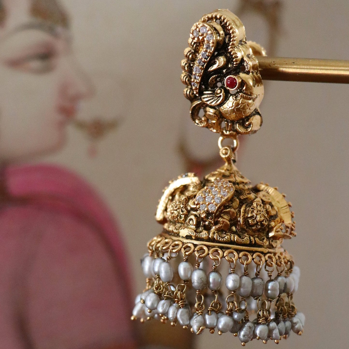 BHUVI PEACOCK PEARL JHUMKI