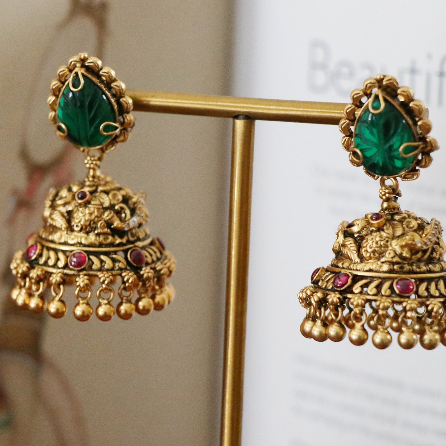 BANDHINI GREEN JHUMKI-JH1187