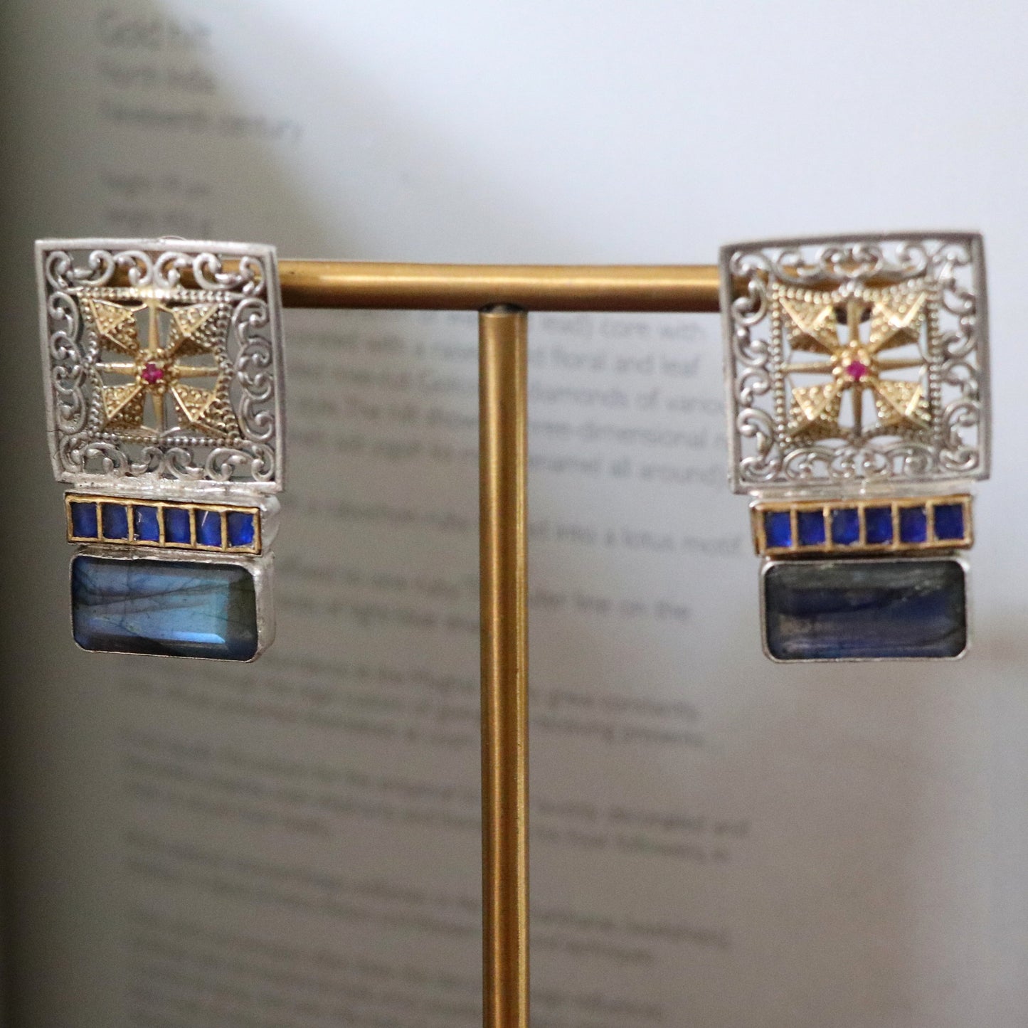 AARINI BLUE OXIDISED EAR STUDS-ER2294