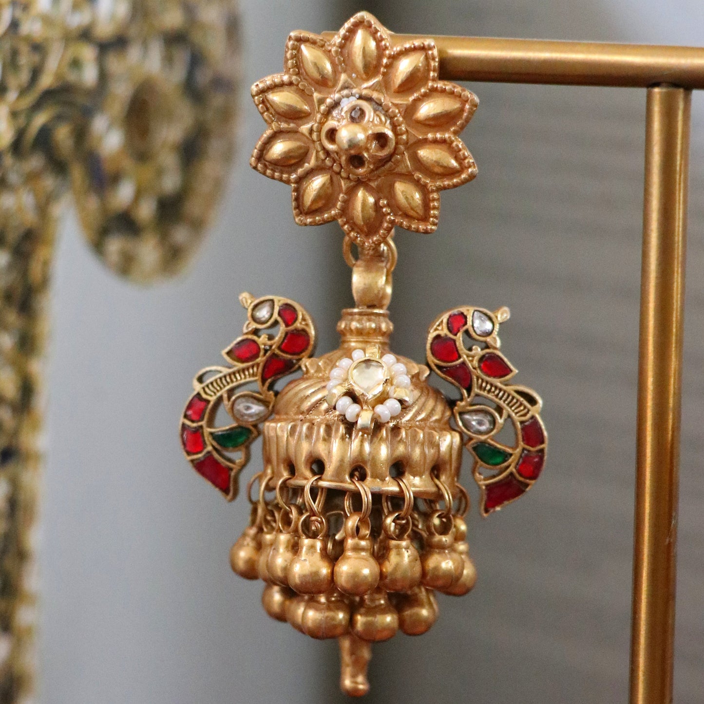 AYANTI BIG PEACOCK KUNDAN JHUMKI-JH1414