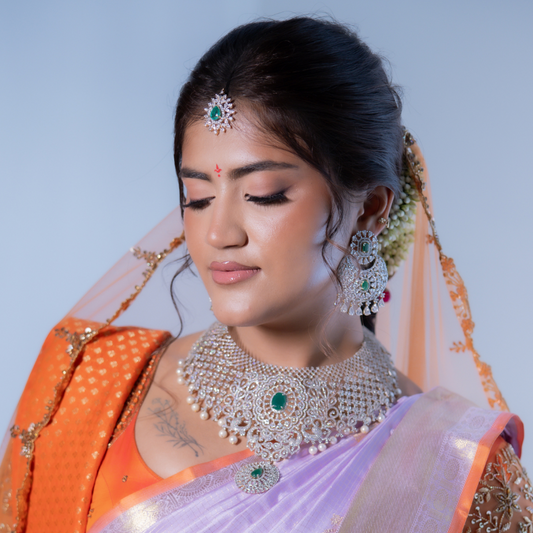 ZIRCON CHOKER WITH EARRINGS-ER1912,NEK1170