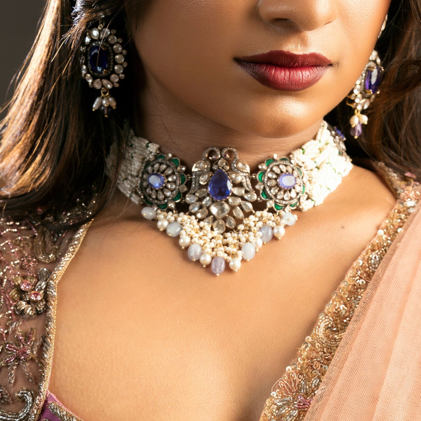 MRITYU CHOKER AND EARINGS-CH1174,CB1163