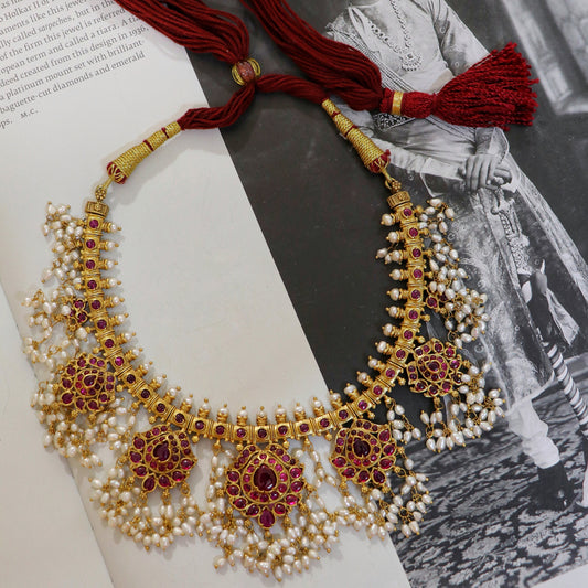 RICE PEARLS SHORT NECKLACE SET-NEK1295