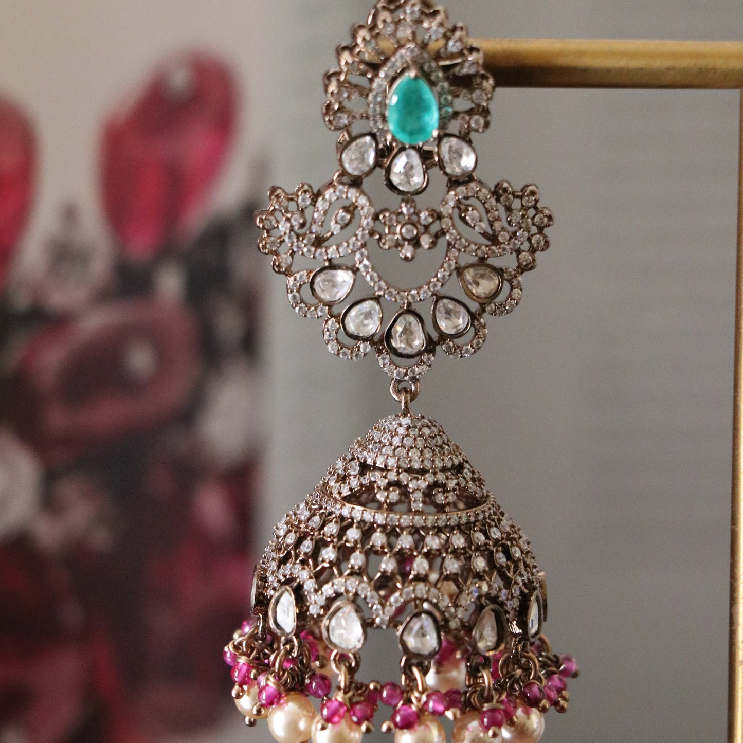 NEELA VICTORIAN JHUMKI -JH1490