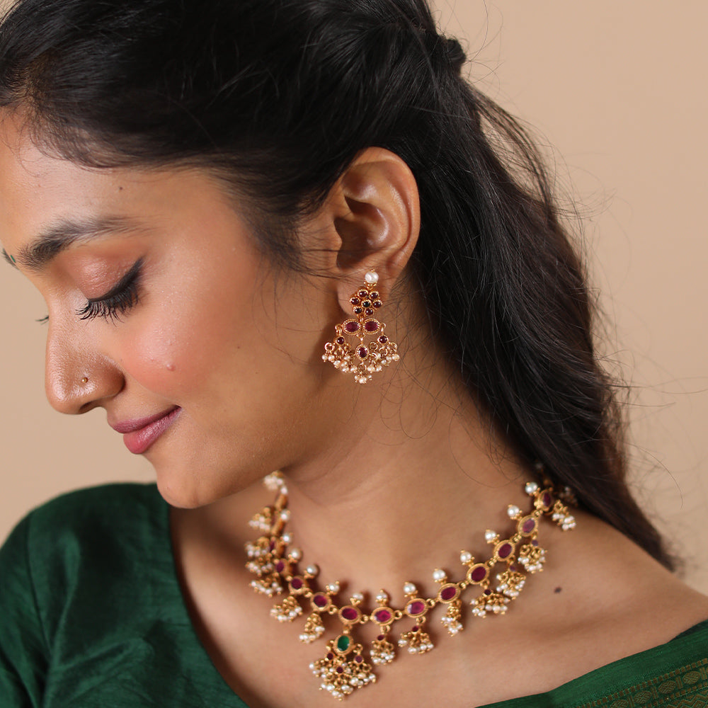 Ruby pearl drop necklace