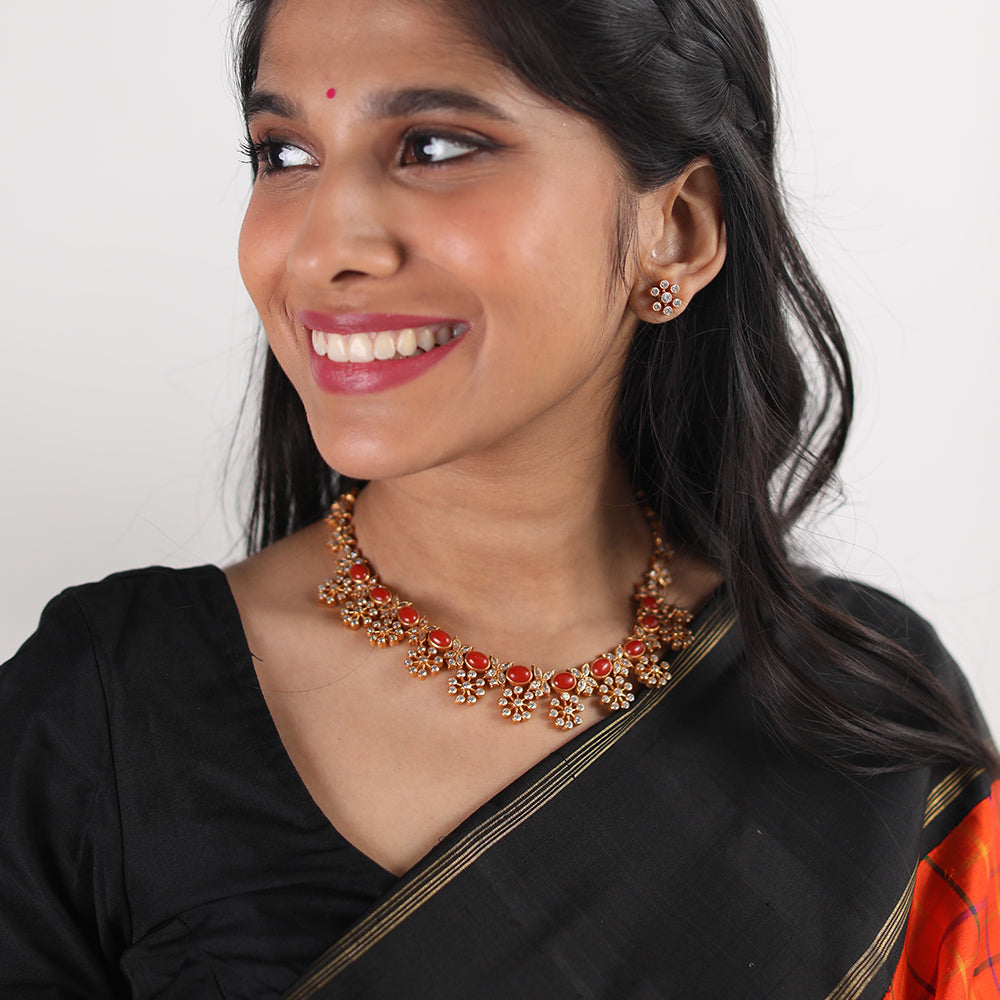 CORAL ZIRCONE NECKLACE-NEK2014