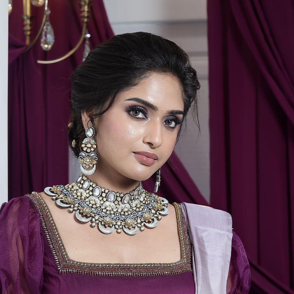 Meenakari look bridal heavy choker