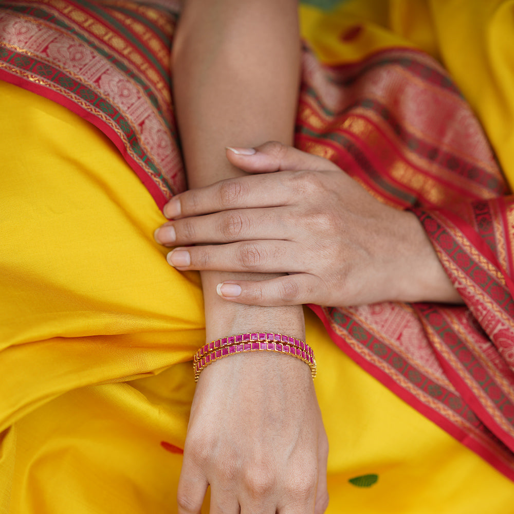 Ruby stone bangles