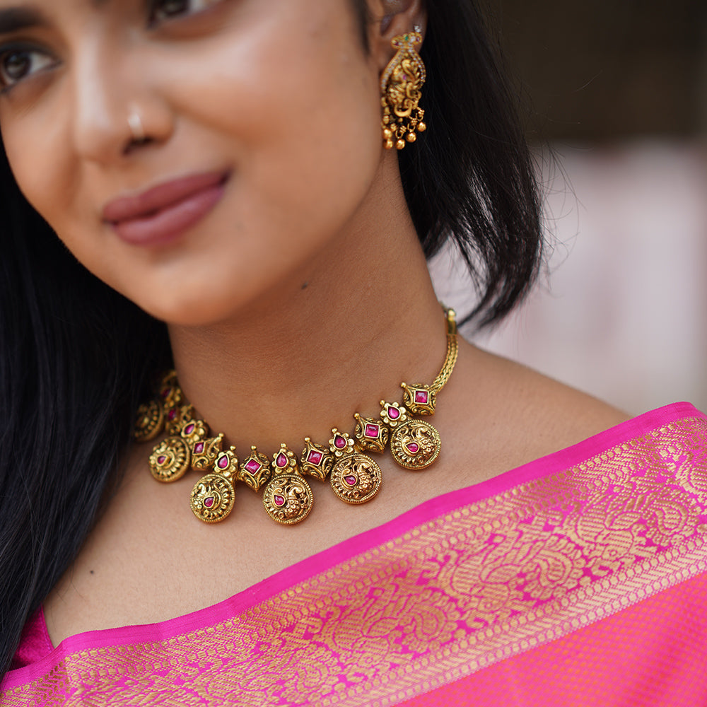 Peacock short necklace