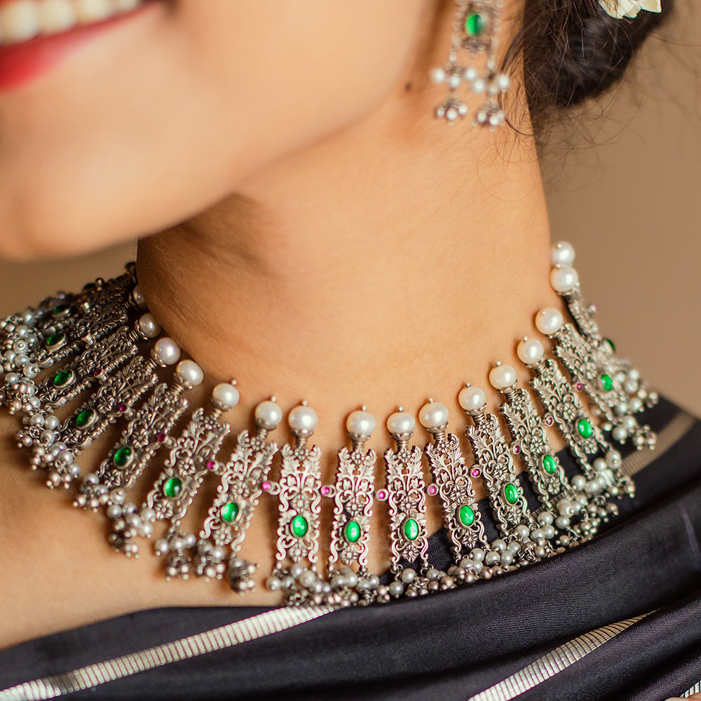 OXIDISED NECKLACE-NEK1736,ER1871