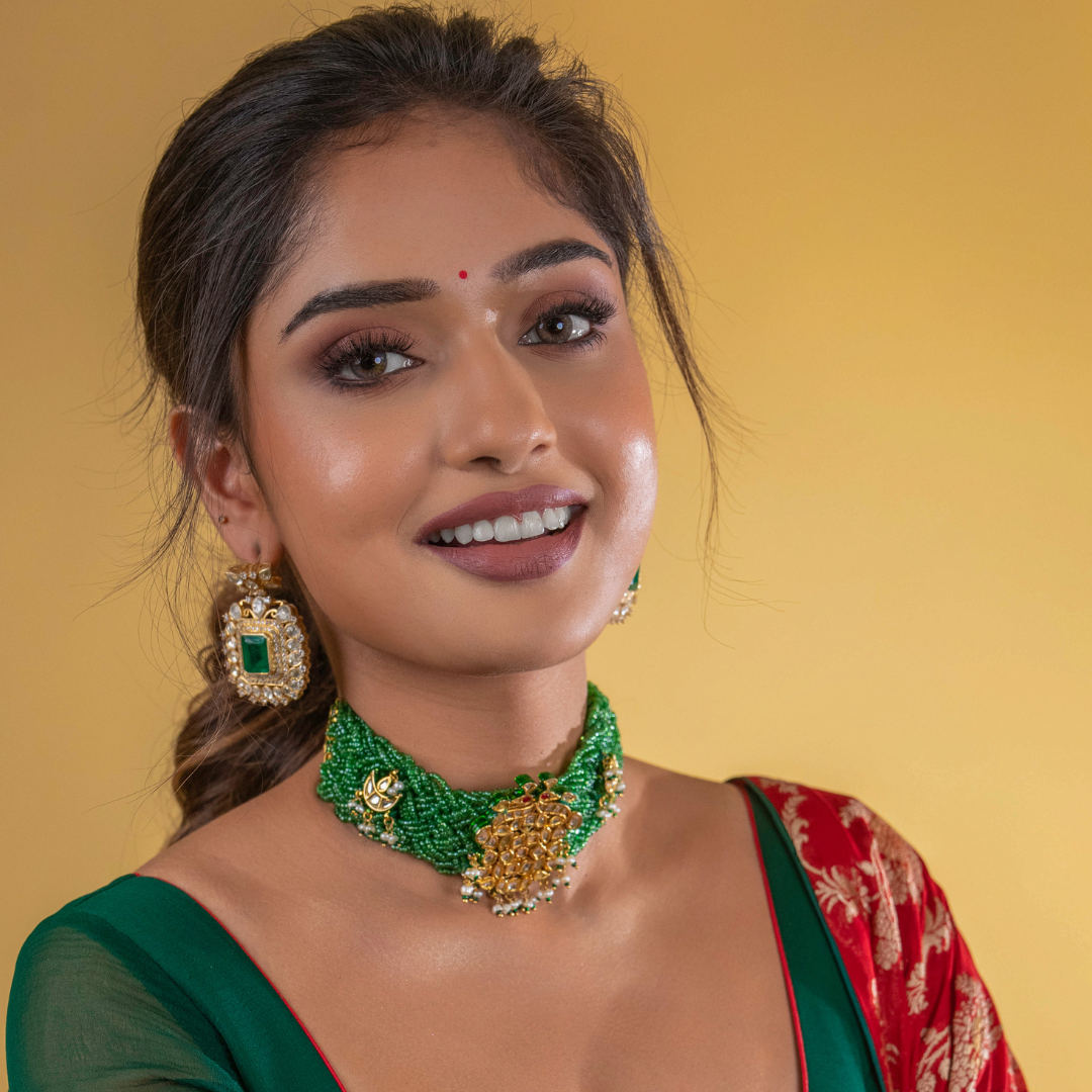 GREEN BEADED CHOKER-NEK1894