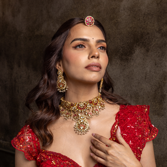 WHITE KUNDAN CHOKER SET-NEK1502,CB1039