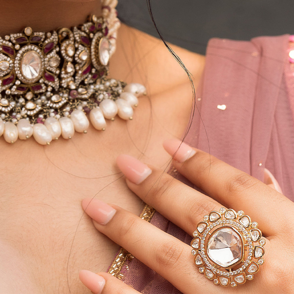 BRIDAL WEAR VICTORIAN LOOK CHOKER AND EARRINGS-CH1129,ER2051