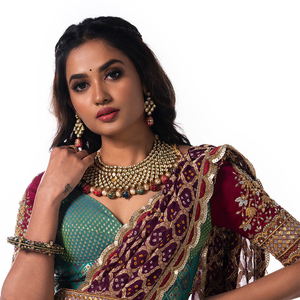 MULTI COLOUR KUNDAN NECKLACE. NEK1639