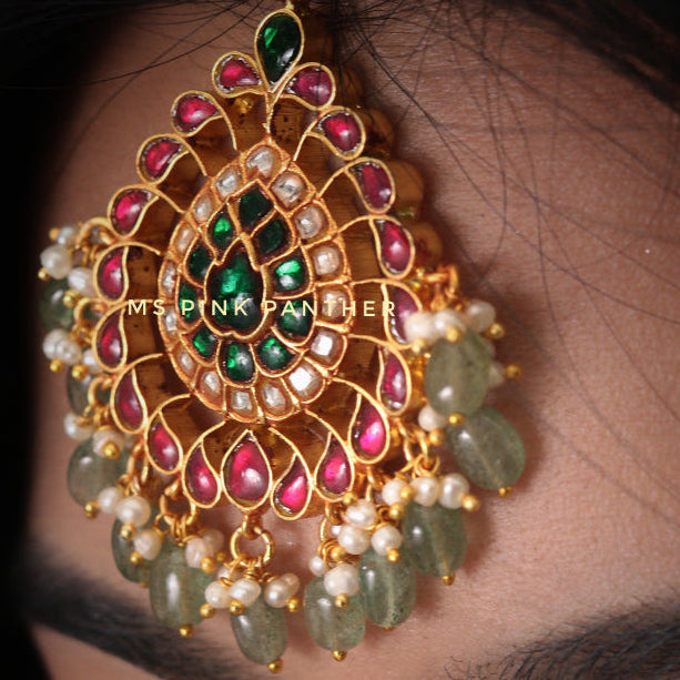 BRIDAL LOOK TIKKA WITH JADE BEADS.
