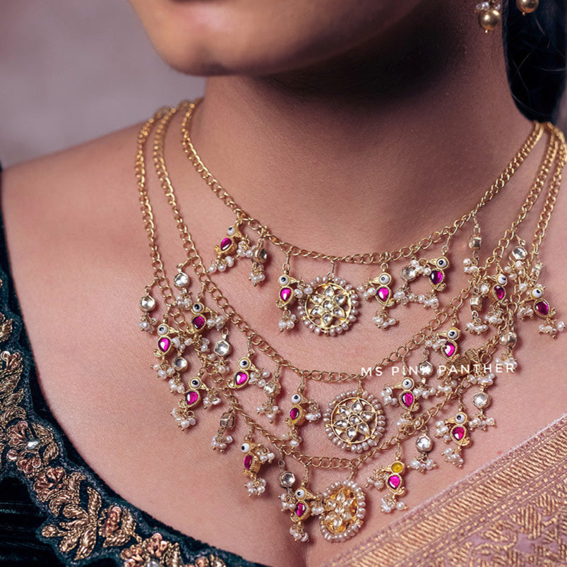 FUSION LOOK PARTY WEAR LAYERED NECKLACE-NEK1468
