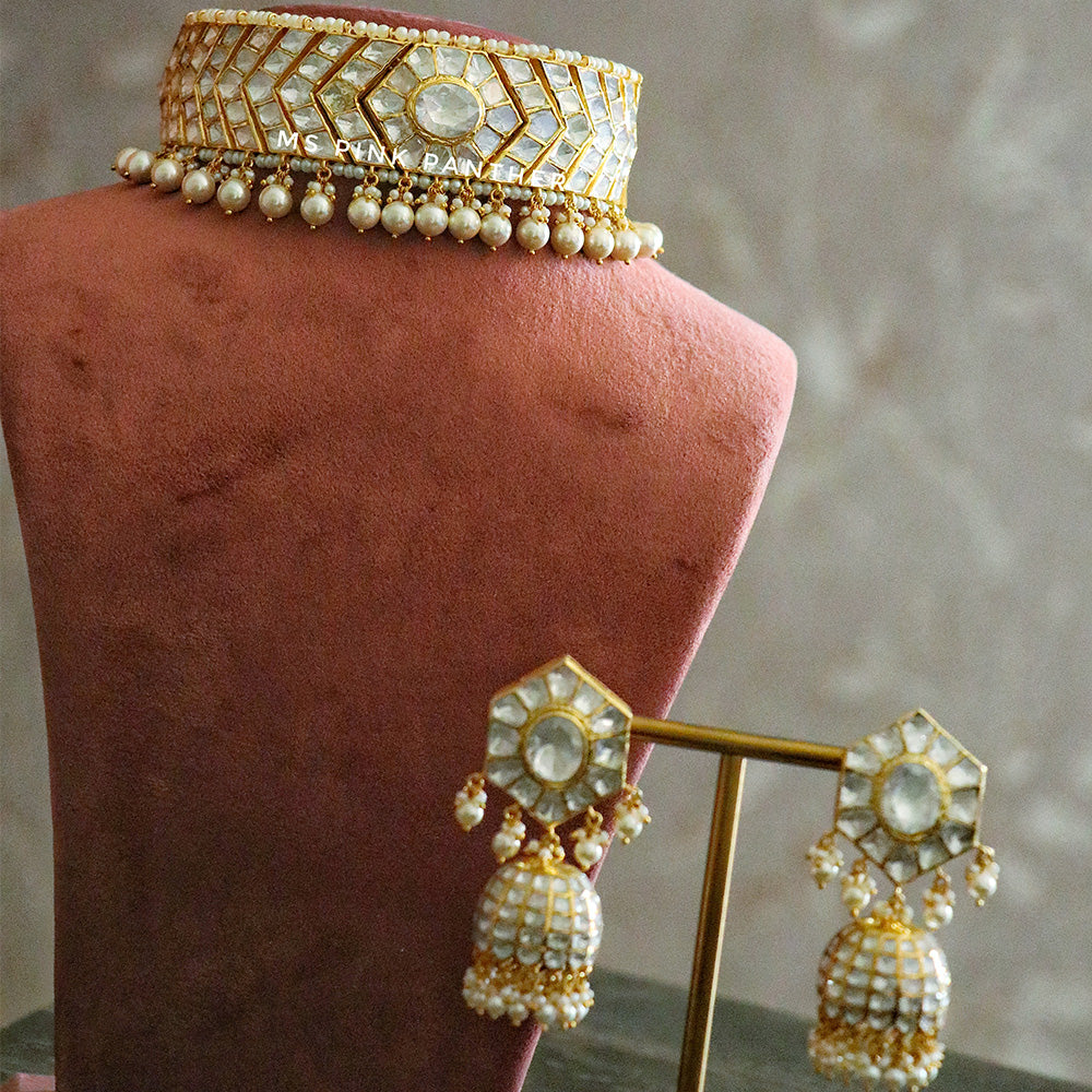 BRIDAL MOISSANITE CHOKER WITH JHUMKI