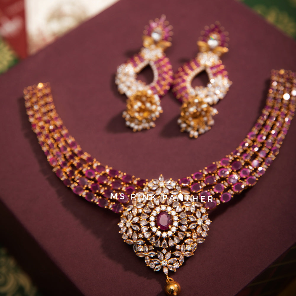 TRADITIONAL WEAR SHORT NECKLACE AND EARRINGS-NEK1343,CB1044