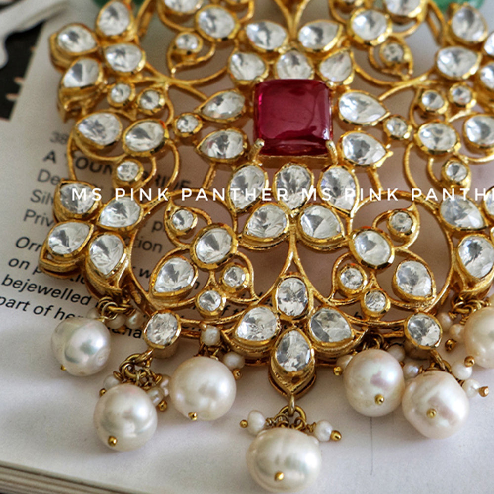 MOISSANITE PENDANT WITH JADE BEADS-NEK1274