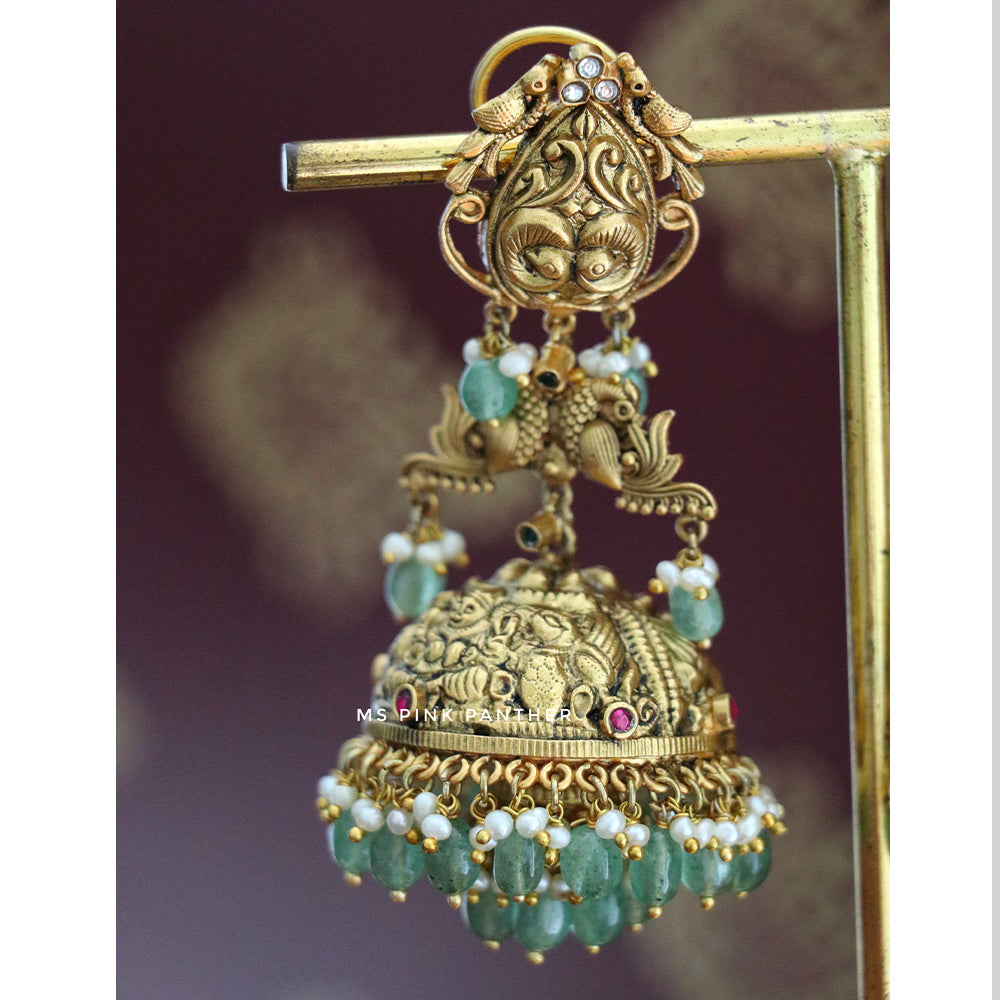 ANTIQUE NAGAS JHUMKIS WITH LAKSHMI MOTIF