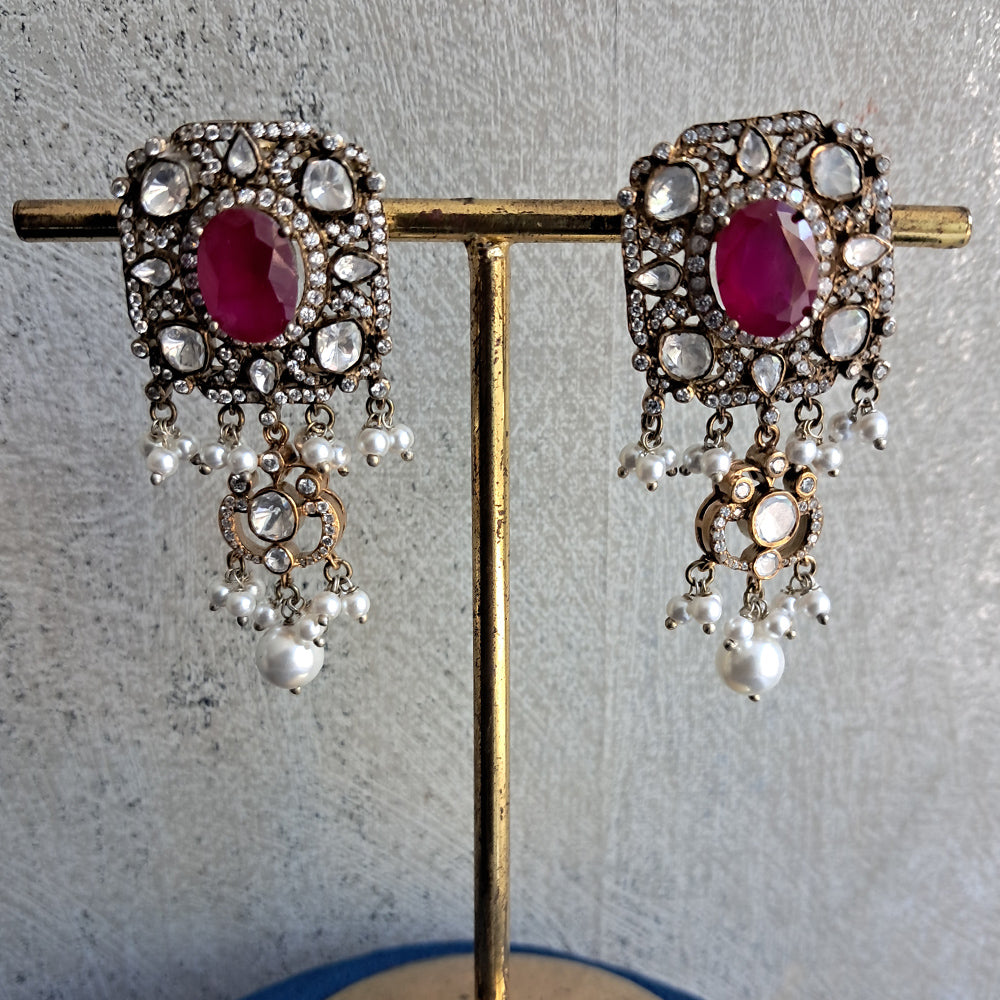 PARTY WEAR VICTORIAN POLKI LOOK EARRINGS-ER2365