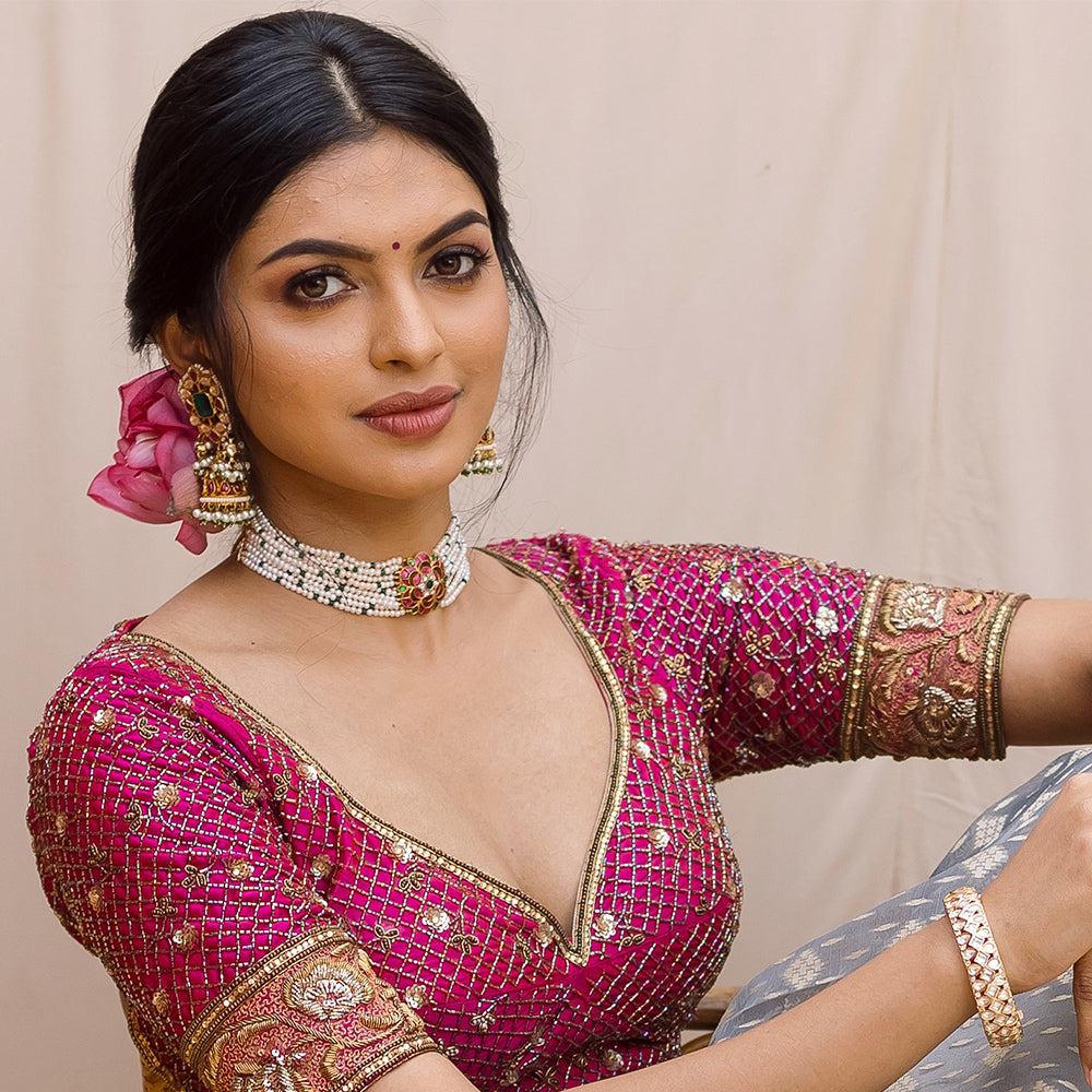 FLOWER PEARLS KUNDAN CHOKER  CH1133