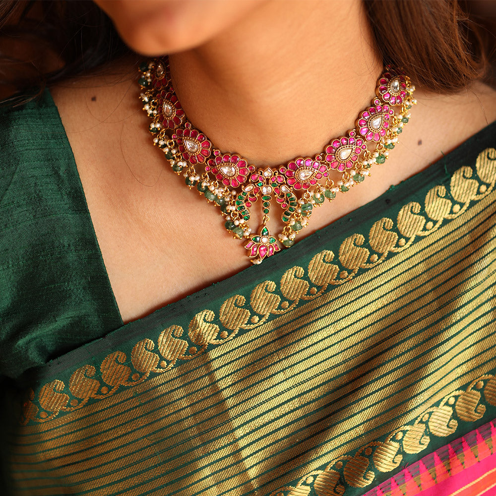 KUNDAN MANGO MOTIF SHORT NECKLACE