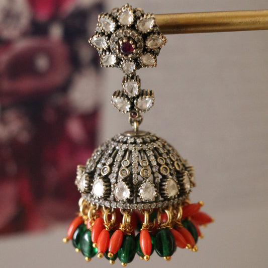 ARISHMATI CORAL VICTORIAN JHUMKI-JH1423
