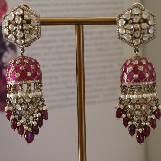 VIVARA VICTORIAN RUBY JHUMKI-ER2476