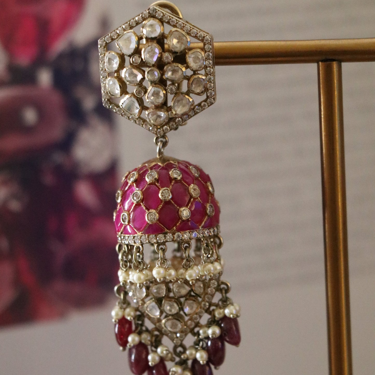VIVARA VICTORIAN RUBY JHUMKI-ER2476