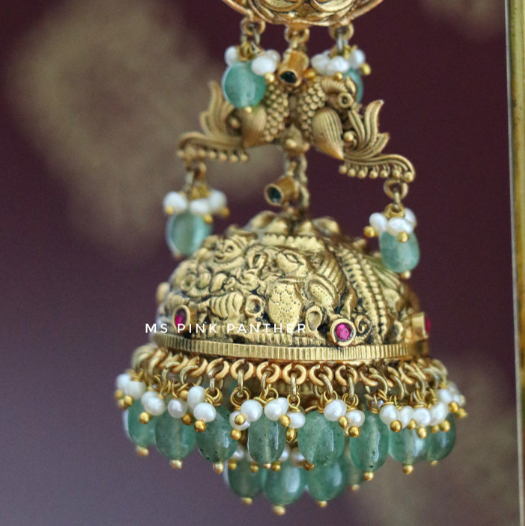 ANTIQUE NAGAS JHUMKIS WITH LAKSHMI MOTIF