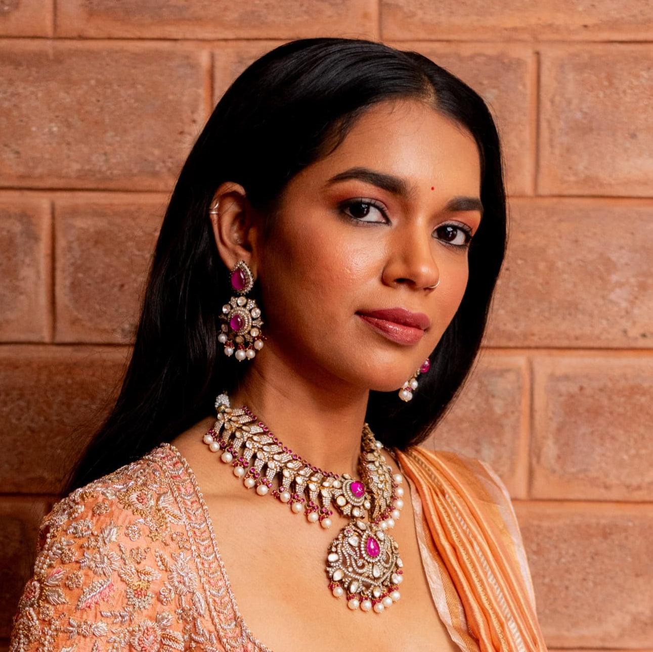 DIAMOND LOOK SHORT NECKLACE-CH1172,ER2417