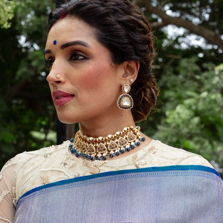 BLUE MOISSANITE NECKLACE-NEK2224,ER2042