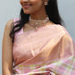 MOISSANITE LOOK RICE SHAPED PEARLS CHOKER WITH ALLOY EARRINGS.