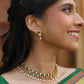 ELEGANT LOOK SHORT NECKLACE AND EARRING WITH PEARL HANGINGS.