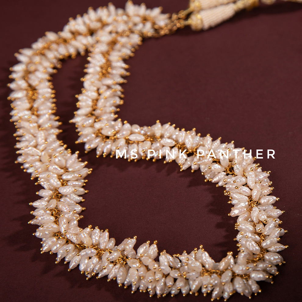 RICE SHAPED REAL PEARLS MALA – mspinkpanther
