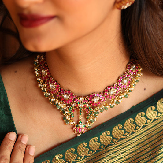 KUNDAN MANGO MOTIF SHORT NECKLACE